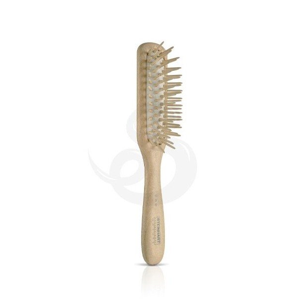 Cepillo de madera con 5 hileras de púas - Cuero cabelludo sensible