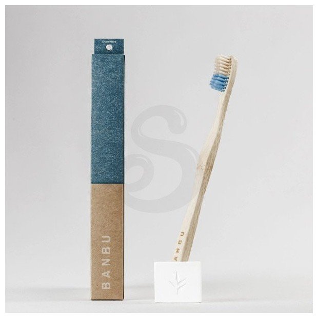 Banbu cepillo de dientes duro de bambú en color azul