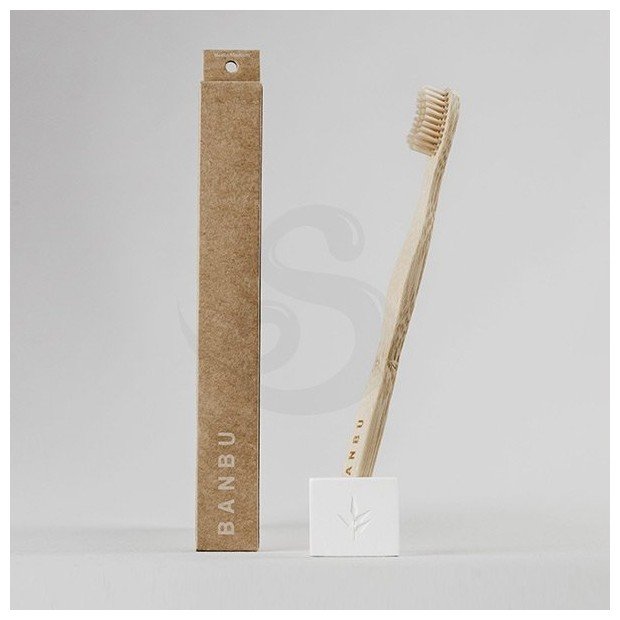 Banbu cepillo de dientes medio de bambú de color blanco
